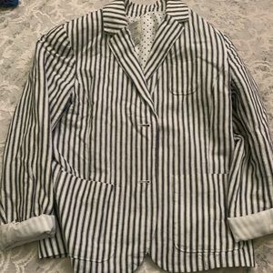 Navy and white striped blazer